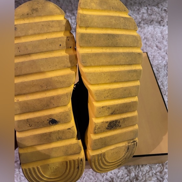 Fendi FF Motif Mesh High-Top 'Black Yellow Sneakers - Picture 6 of 6